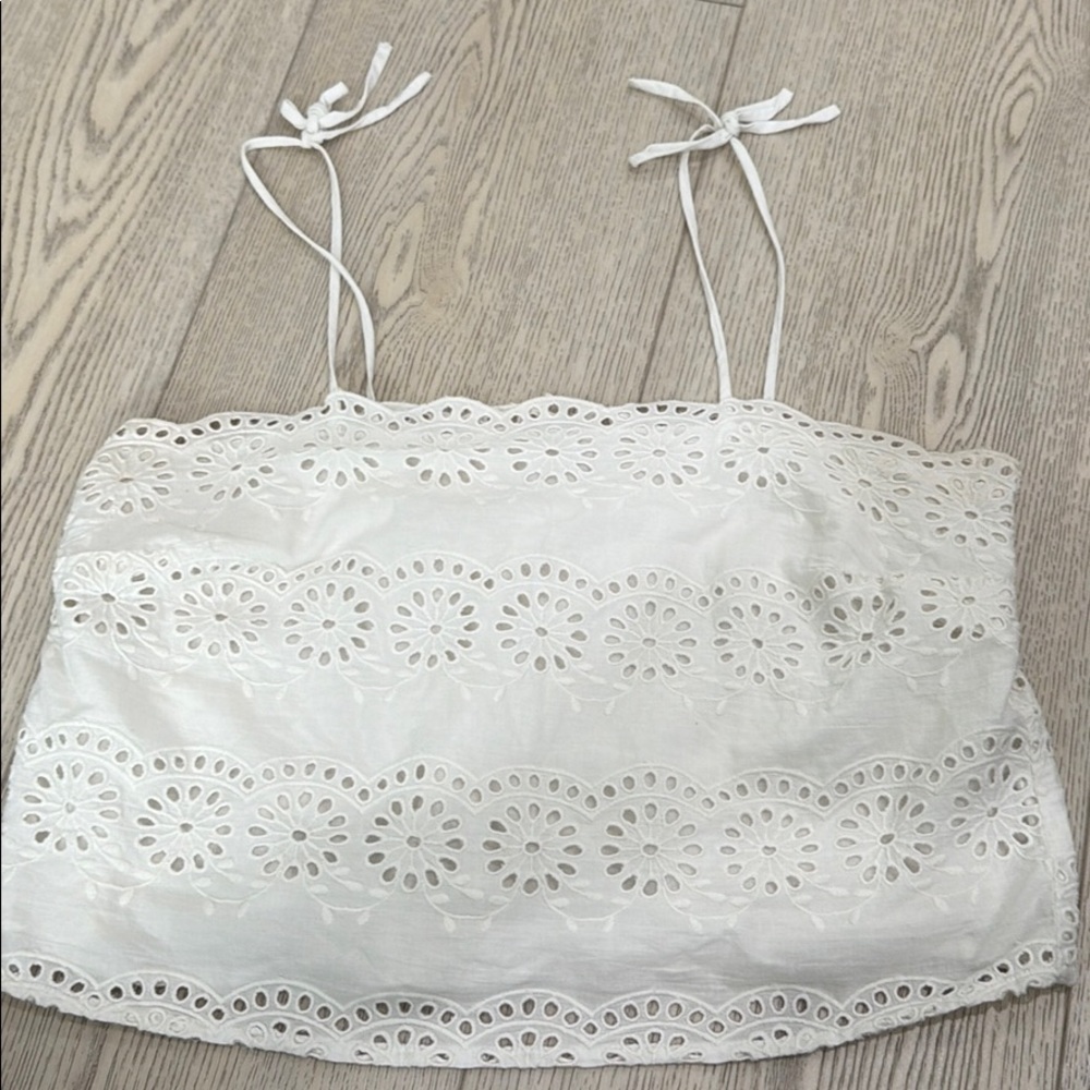 White eyelot embroidery tank